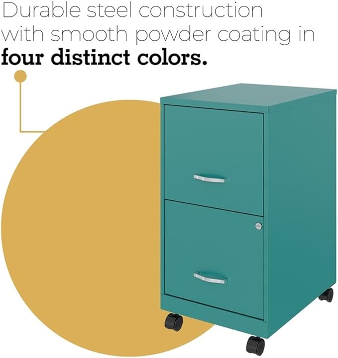 Orison Office 18 2 Drawer Mobile Ultra Pedestal File Cabinet Teal