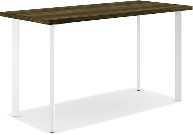 HON Coze Home Office Desks Sturdy Table Computer Desk 48 Walnut Top White Base