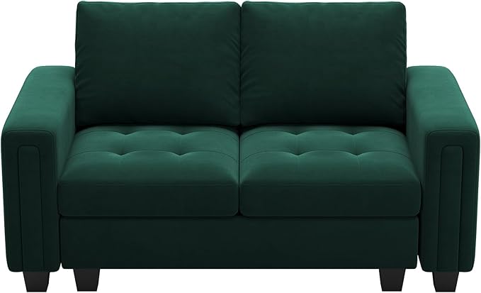 Belffin Velvet Modular Loveseat Sofa Couch 2 Seater Sofa Love Seats for Small Space Green