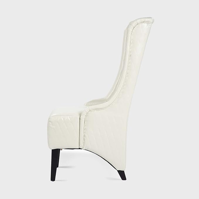 HomVent 1PCS Chair with Super High Wing-Back Velvet/PU Leather Upholstered Armless Throne Chair with Diamond Lattice Design Retro Elegant Side Chair for Living RoomKitchen