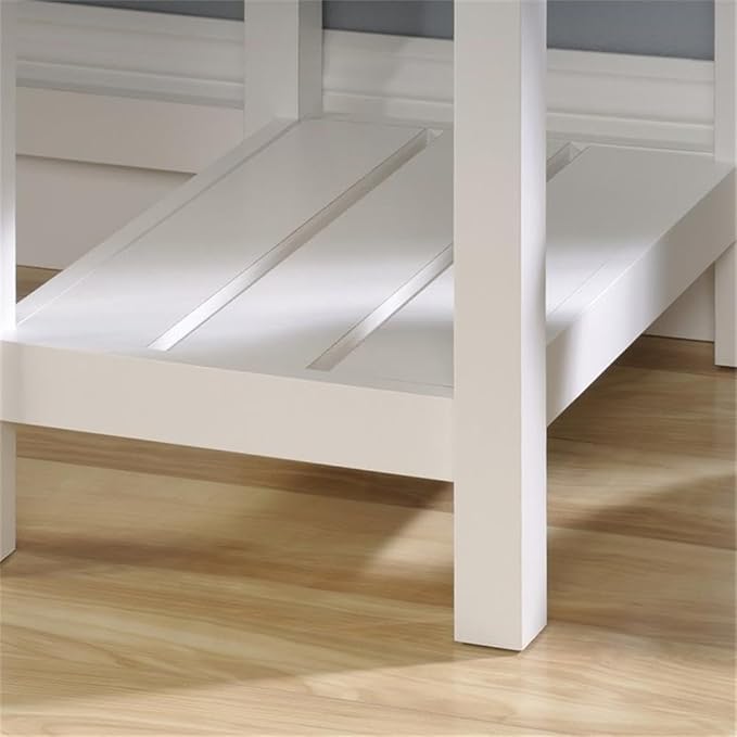 Scranton &amp Co Contemporary Wood Computer Desk Soft White and Lintel Oak Finish 30 in H x 53.9 in W x 19.4 in D File Drawer 2 Storage Drawers Shelves Cottage Style Home Office Desk