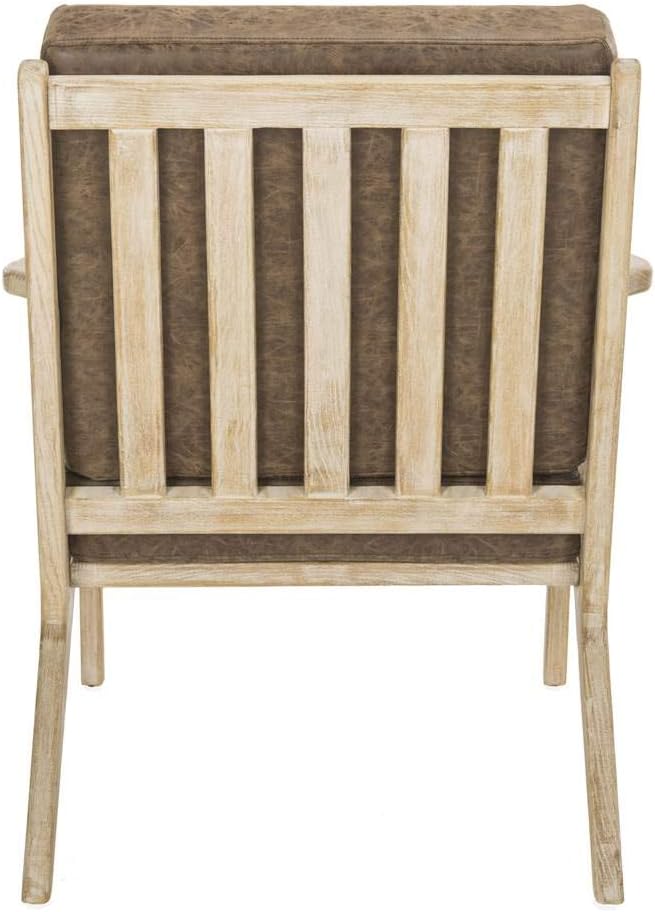 Safavieh Home Varys Light Brown Faux Leather and White Wash Accent Chair