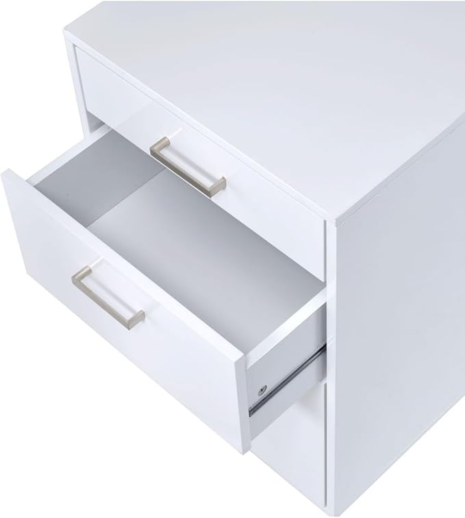 Hassyee High Gloss Rectangular File Cabinet with 3 Drawers Home Office Spacious Filing Cabinets for Entryways or Any Workspace Easy Installation (White)