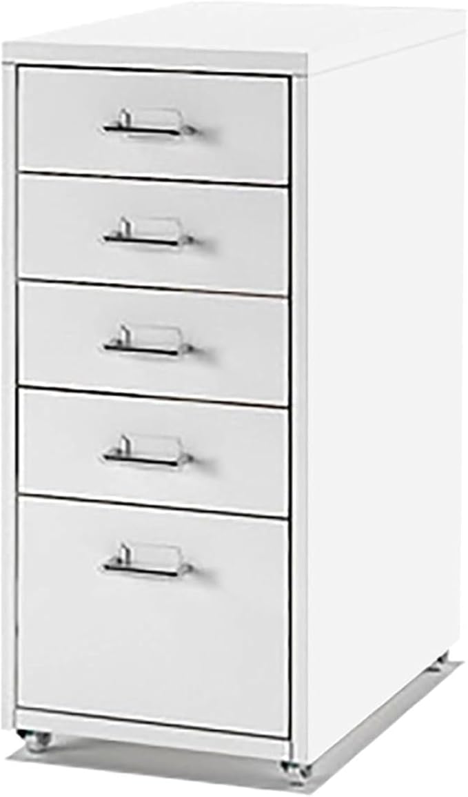 Aimeryup with Wheel 5-Tier File Cabinet Metal Clip Drawer Storage Desk Cabinet Office Study Bedside 41X28X69CM(Size:28X41X69CMColor:A)