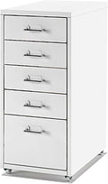 Aimeryup with Wheel 5-Tier File Cabinet Metal Clip Drawer Storage Desk Cabinet Office Study Bedside 41X28X69CM(Size:28X41X69CMColor:A)