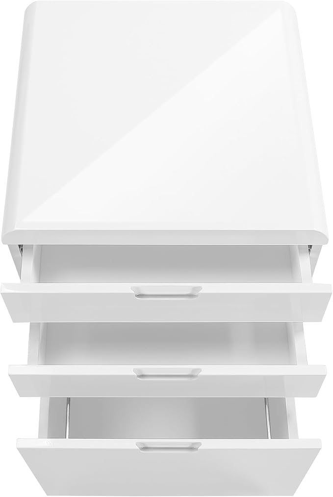 Rolling File Cabinet with Lock 3 Drawer Small Storage OrganizerUnder Desk Locking Drawers Mobile Filing Cabinets for Home OfficeWhite
