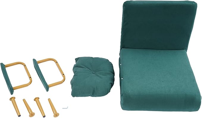 Folding Sofa Bed Convertible Sleeper Chair Single Sleeper Sofa Adjustable Backrest Futon Floor Couch Lounge Sofa for Living Room and Bedroom (Green)