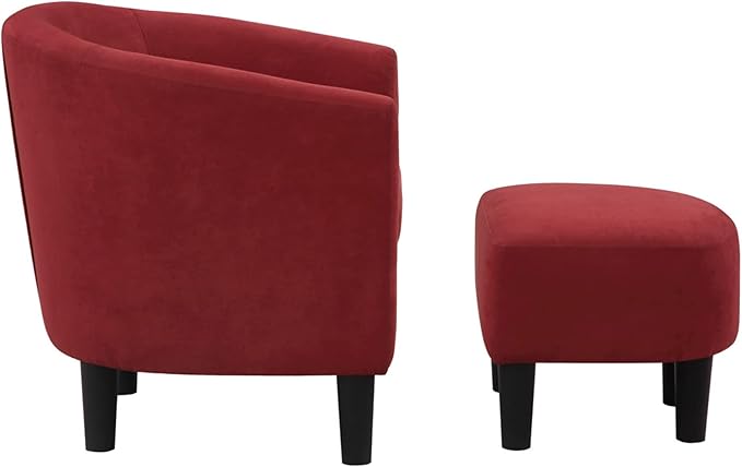 Convenience Concepts Take a Seat Churchill Accent Chair with Ottoman Red Microfiber