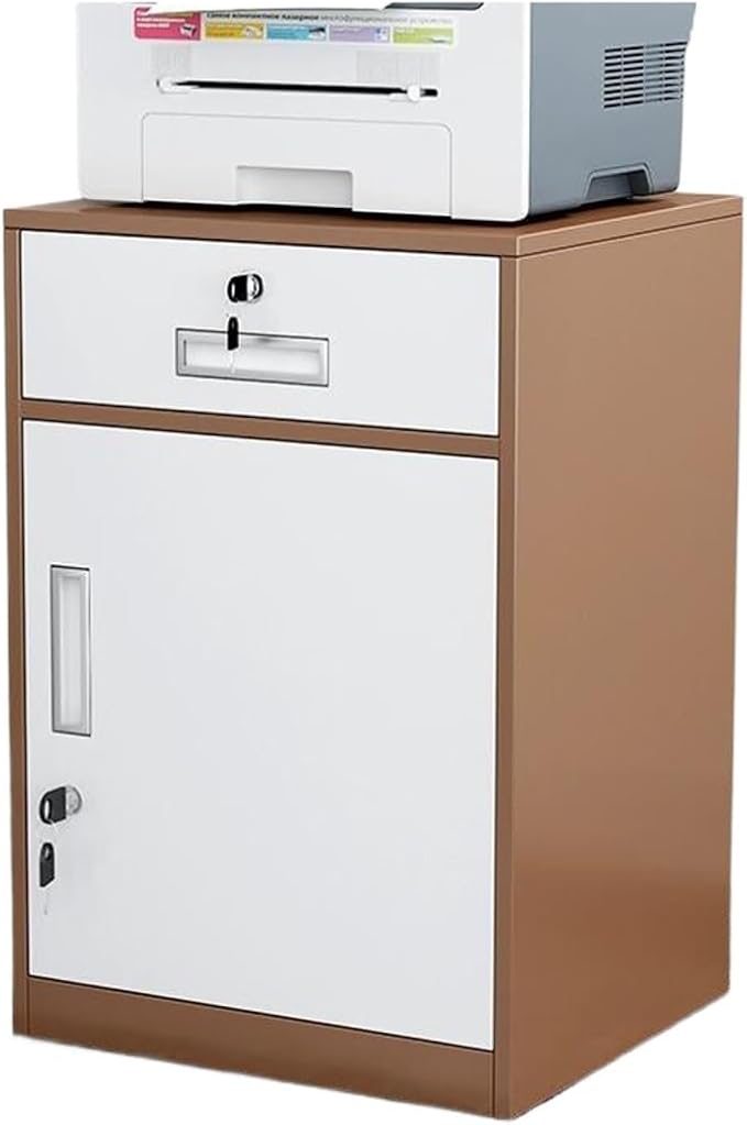 File Cabinet Under Desk with Locking Drawer Cabinet File Information Cabinet Tin File Cabinet (Color : Coffee Color)