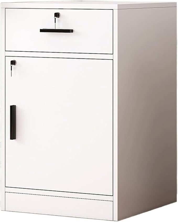 File Cabinet Side Cabinet Floor Storage Cabinet with Lock Low Cabinet Drawer Office Cabinet Data Cabinet Under Desk Storage(Color:B)