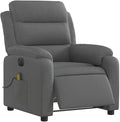 vidaXL Electric Massage Recliner Chair with Vibration-6 Points Fabric Covered Automatic Adjusting Footrest/Backrest in Dark Gray