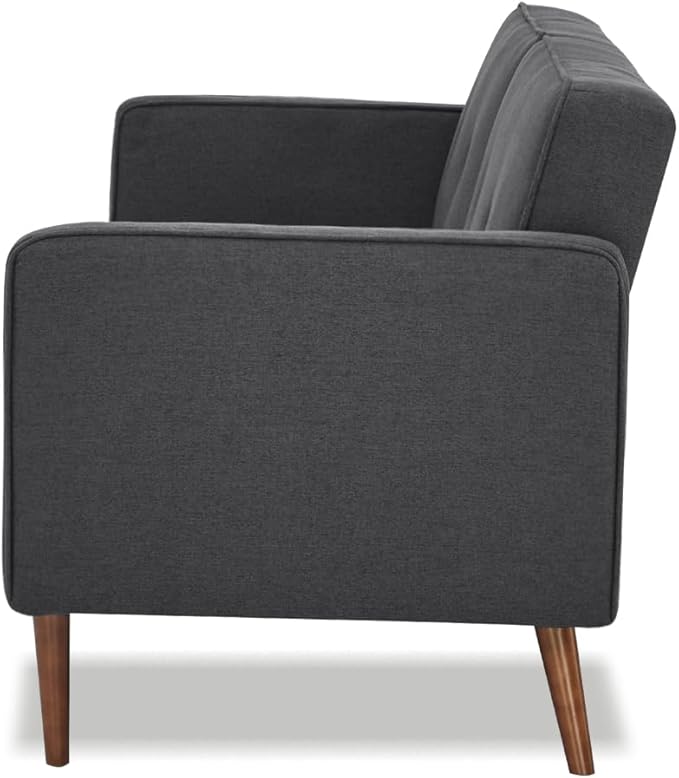 Artdeco Home Convertible Sofa Bed with 3 Level of Adjustability 76 W Mid-Century Style Soft 100% Polyester Fabric Sleeper Sofa for Small Space Living Room and Apartment(Charcoal)