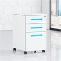 Floor Standing File Cabinet Movable Cabinet Three Drawers Steel Movable Push Cabinet Lockable Storage Cabinet (F)