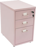 3 Drawer Mobile File Cabinet with Lock Metal Filing Storage Vertical Cabinets for Secure Office Storage Home Organization and Classroom Use Mobile Filing Drawer for Students and Professionals