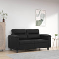 2-Seater Faux Leather Loveseat 59.1 x 59.1 x 31.5 in Modern Compact Couch with Steel Frame &amp Plush Armrests Black Small Sofa for Living Room Apartment Studio