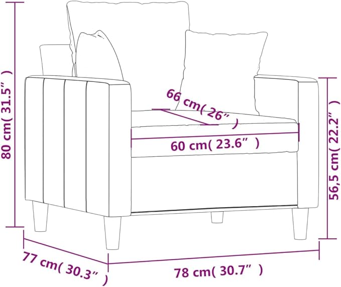 vidaXL Velvet Sofa Chair in Light Gray - Modern Styling with Comfortable Padding and Durable Metal Frame