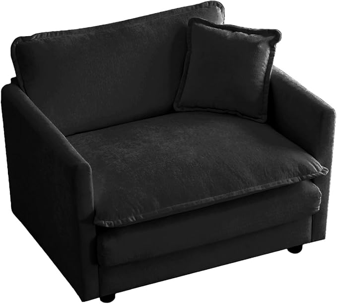 Miscoos Chenille Oversized Accent Chair - 39”W Big Comfy Modular Cloud Chair Cozy Reading Chair for Living Room Kids Room Reading Nook Bedroom Family Jet Black