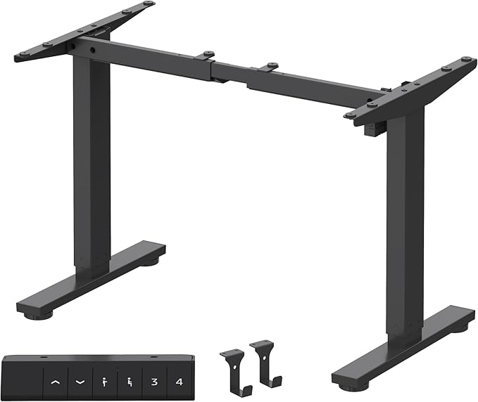 FLEXISPOT EN1 Height Adjustable Standing Desk Frame with Memory Controller Electric Sit Stand Desk Base for Home and Office (Black Frame Only)
