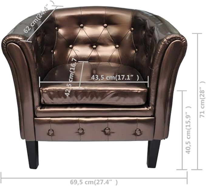 Floor Chair Arm Chair Living Room ChairsSleeper Sofa Tub Chair Brown Faux Leatherfor Apartment Living and Home Office