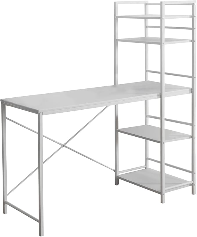 48 Modern Computer Desk with Storage Shelves White Laminate Home Office &amp Laptop Workstation