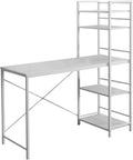 48 Modern Computer Desk with Storage Shelves White Laminate Home Office &amp Laptop Workstation