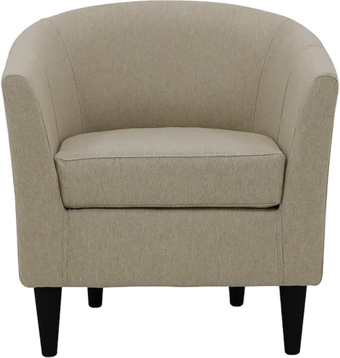 Pemberly Row 32 Polyester Fabric Club Chair Taupe Brown Finish 17.5 Seat Height Traditional Design Padded Seat for Extra Comfort Durable Accent Chair for Living Room or Bedroom Use