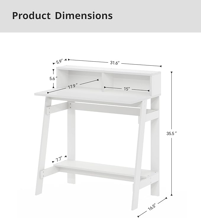 Small Desk for Bedroom Computer Desk Office Desk with Storage Corner Desk for Small Space White
