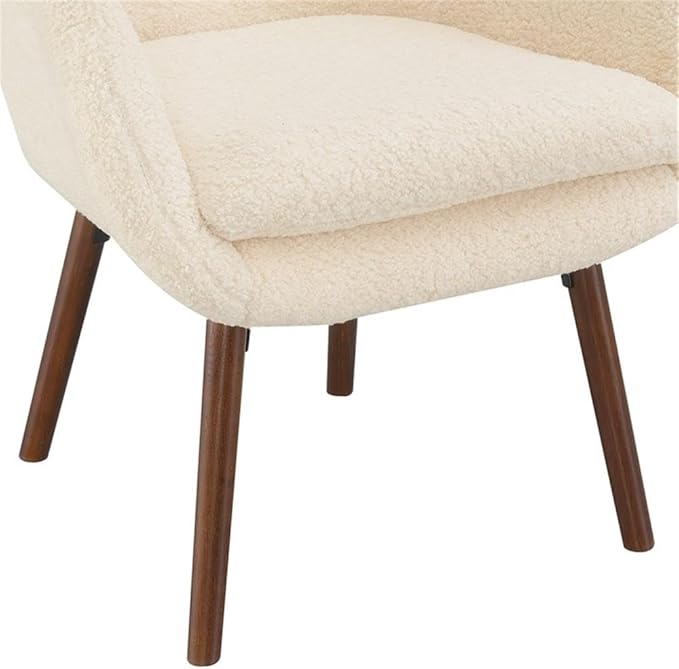 Convenience Concepts Take a Seat Charlotte Wingback Sherpa Accent Armchair 25.25 - Boho Transitional Boucle Lounge Chair for Office Den Living Room Sherpa Cream/Coffee Bean