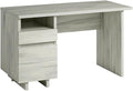 Pemberly Row Engineered Wood Desk 52 in Wide Haze Acacia Natural Finish Single Pedestal with Storage Drawers and Open Shelf Modern Home Office Desk for Organization and Workspace