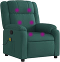 vidaXL Massage Recliner Chair for Living Room Adjustable Recliner with 6-Point Vibration Massage Home Theater Seating with Padded Seat Backrest &amp Side Pocket Dark Green Fabric