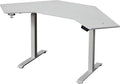 Pemberly Row Corner Electric Height Adjustable L-Shaped Standing Desk Wood and Metal Construction White Finish 47 x 67 in Large Workspace Cable Management Home Office Desk for Sitting or