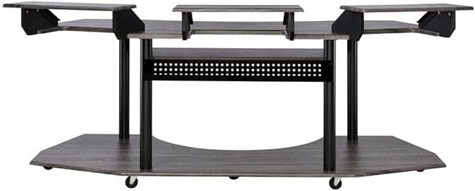 Acme Eleazar Wooden 4-Shelf Music Recording Studio Desk in Black Oak