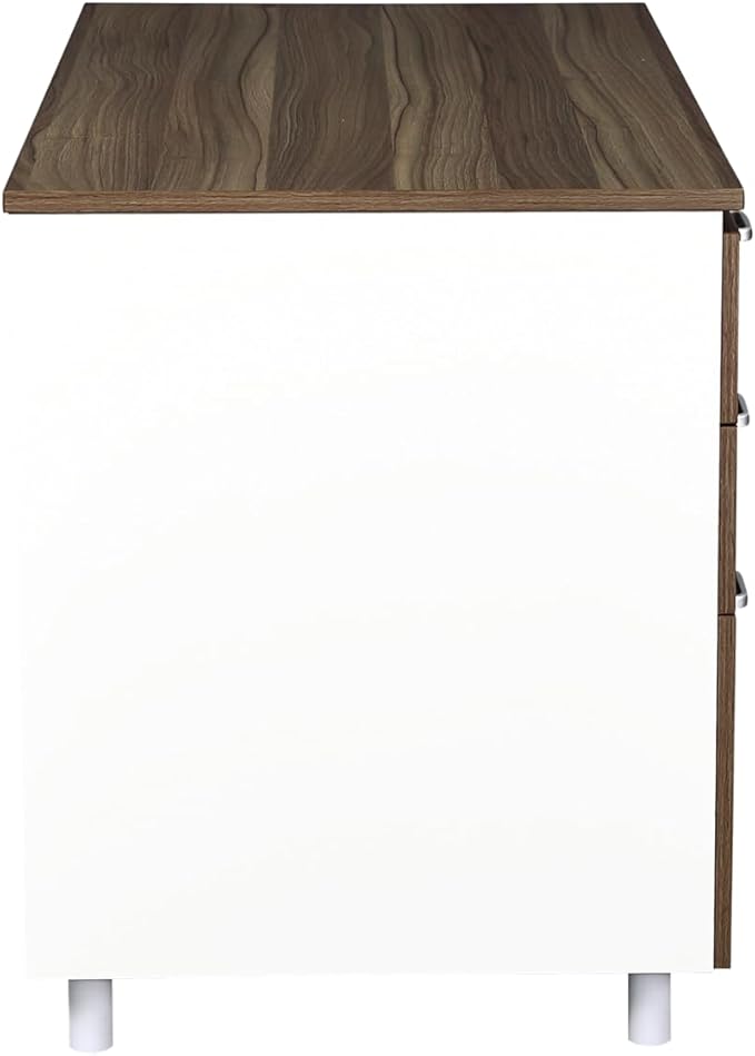 Modern Design Teacher Desk with File Drawer Desk with Locking Drawers by Crafts and Comfort (47 Inch) (Walnut and White)