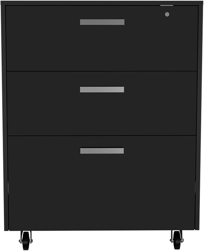 Mobile Filing Cabinet with 3 Spacious Drawers Gray Particle Board Modern Small Storage Cabinet for Home Office Study Room