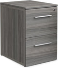NBF Office Files Pedestal Cabinet - Two Drawer File Cabinet with Lock - Gray Laminate Office Filing Cabinets - Modern Mobile File Cabinet Document Storage (26.46 H)