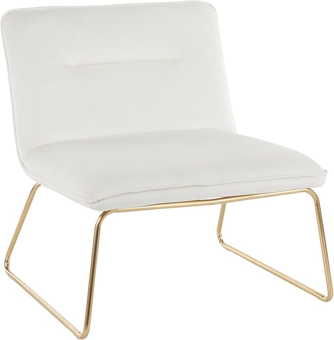 LumiSource Casper Velvet Accent Chair Armless Chair Gold Accent Chair for Living Room Comfy Chair for Bedroom Contemporary Chair
