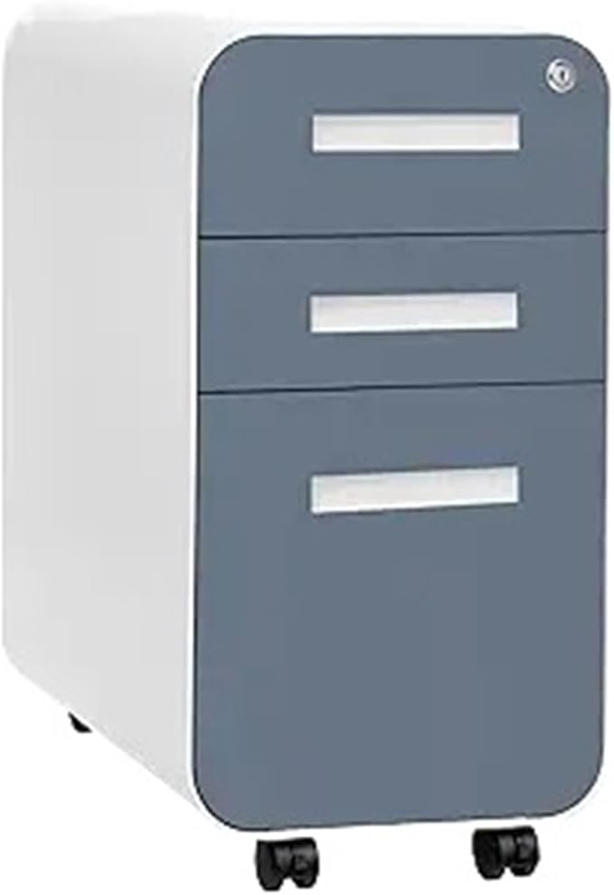 Mobile File Cabinet Slim 3-Drawer Mobile File Cabinet with Lock - Under Desk Metal Filing Legal/Letter Folders(Color5)