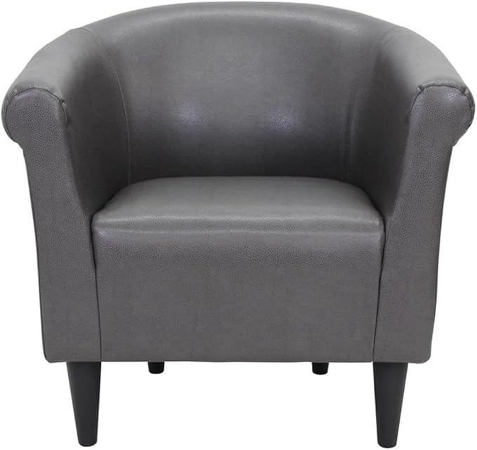 Pemberly Row Traditional Club Chair Faux Leather Slate Gray Finish 32 H x 30.5 W x 27.5 D Lightweight Accent Chair Padded Seat for Comfort Contemporary Design for Living Room or Bedroom