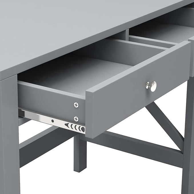 ChooChoo Computer Desk Study for Home Office Modern Simple 40 Inches Desk with Drawers Makeup Vanity Console Table Grey