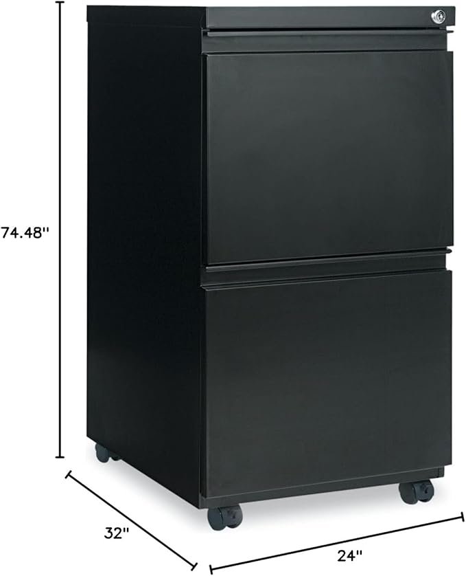 Alera File Pedestal with Full-Length Pull Left Or Right 2 Legal/Letter-Size File Drawers Black 14.96 X 19.29 X 27.75