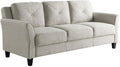 BOWERY HILL Transitional 78.7 W Solid Hardwood Frame Stationary Sofa with Elegant Tufted Back Cushions in Beige Premium Fabric Upholstery