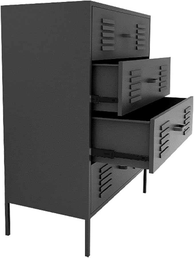 Filing Cabinet Nordic Metal Filing Cabinets for Office Furniture Wide Bucket Cabinet 4 Drawers Storage Cabinets Light Luxury Living Room Cabinet File Storage CabinetsBlackOne Size