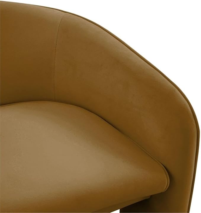 MAKLAINE Modern Velvet Accent Chair Brown Finish 29.9 W x 28.5 D x 28.2 H Kiln-Dried Pine Frame Sculptural Design Upholstered Handmade Chair for Living Room or Bedroom