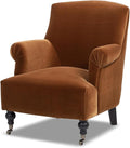 Jennifer Taylor Home Eloise 30 Pleated Sock Arm Accent Armchair Burnt Orange Performance Velvet