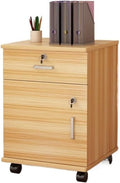 Furniture Simple Locking Mobile Low Cabinet Office File Cabinet with Drawer File Organizer Printer Stand(Natural)