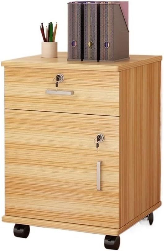 Furniture Simple Locking Mobile Low Cabinet Office File Cabinet with Drawer File Organizer Printer Stand(Natural)