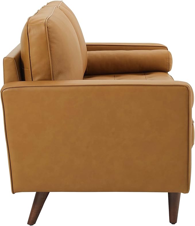 Modway Valour 73 Leather Tufted Sofa in Tan