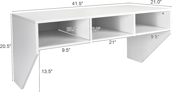 BestComfort Wall Mounted Desk Hutch 41.5inch Floating Laptop Table Writing Desk Home Office Workstation Hanging Computer Desk Modern Floating Console Media Storage Cabinet