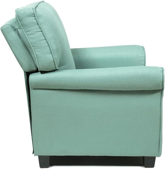 BOWERY HILL Transitional Fabric Upholstered Accent Chair Blue Finish Solid Wood Frame Padded Foam Cushioning Rolled Arms 34.5 W x 37.13 D x 35.75 H Indoor Living Room Seating