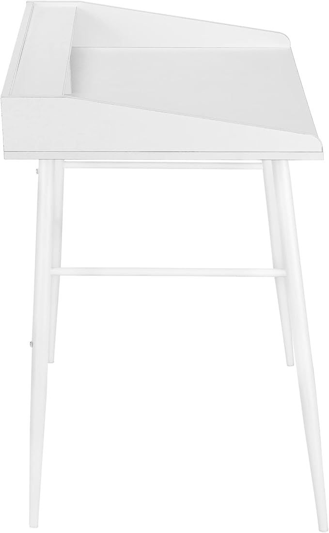 Computer Desk Home Office Laptop Storage Shelves 48 l Work White Laminate White Metal Contemporary Modern WZ128